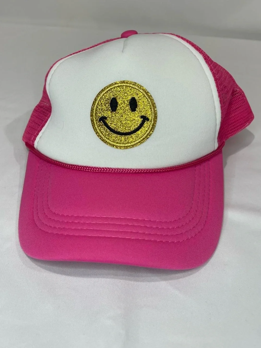 Pink and White Smiley Trucker Hat